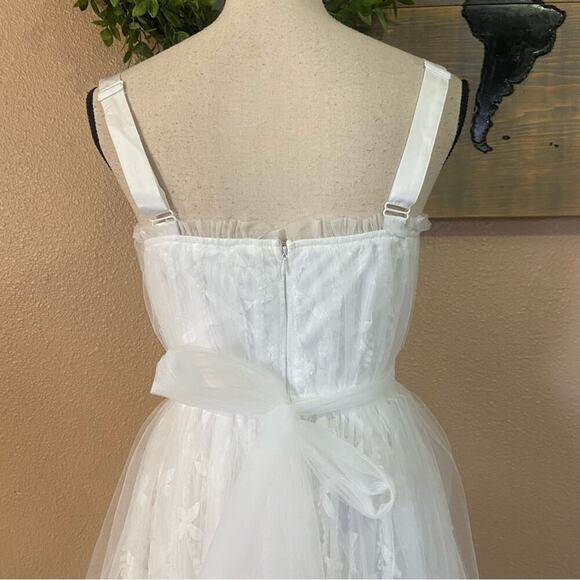 NWOT Lulus Ethereal Impression White Tulle Ruffled Bustier Midi Dress - Picture 6 of 10